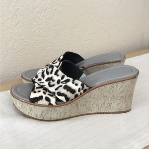 Donald J Pliner Ideal Womens Calf Hair Criss-cross Wedge Sandals 9M